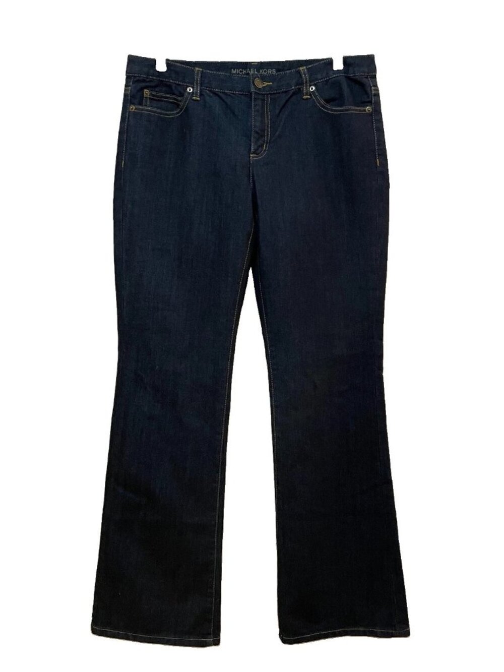 MICHAEL KORS Blue Dark Wash Stretch Midrise Boot Cut Jeans Sz 10 NWOT